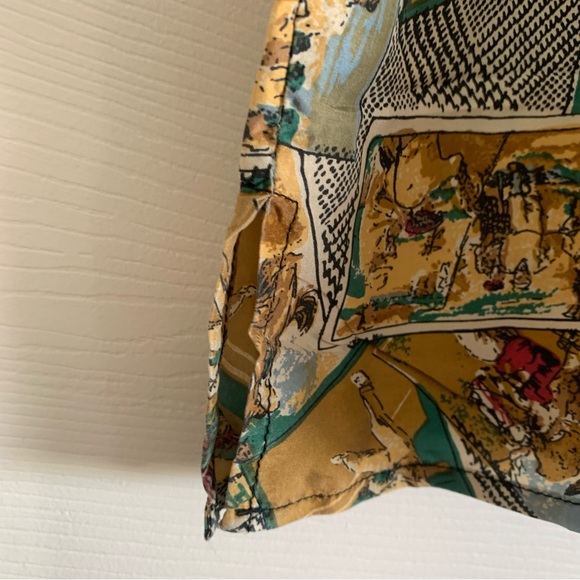 Robert Stock 100% Silk Short Sleeved Button Front Baseball Print Shirt XL - Picture 8 of 11